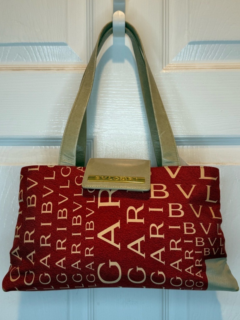 BVLGARI LOGO MANIA SHOULDER BAG RED